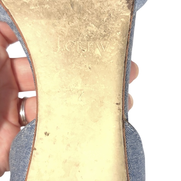 J. Crew Blue Demim Flats with Pointed Toe and d'Orsay Cut - Size 7 - Picture 8 of 16